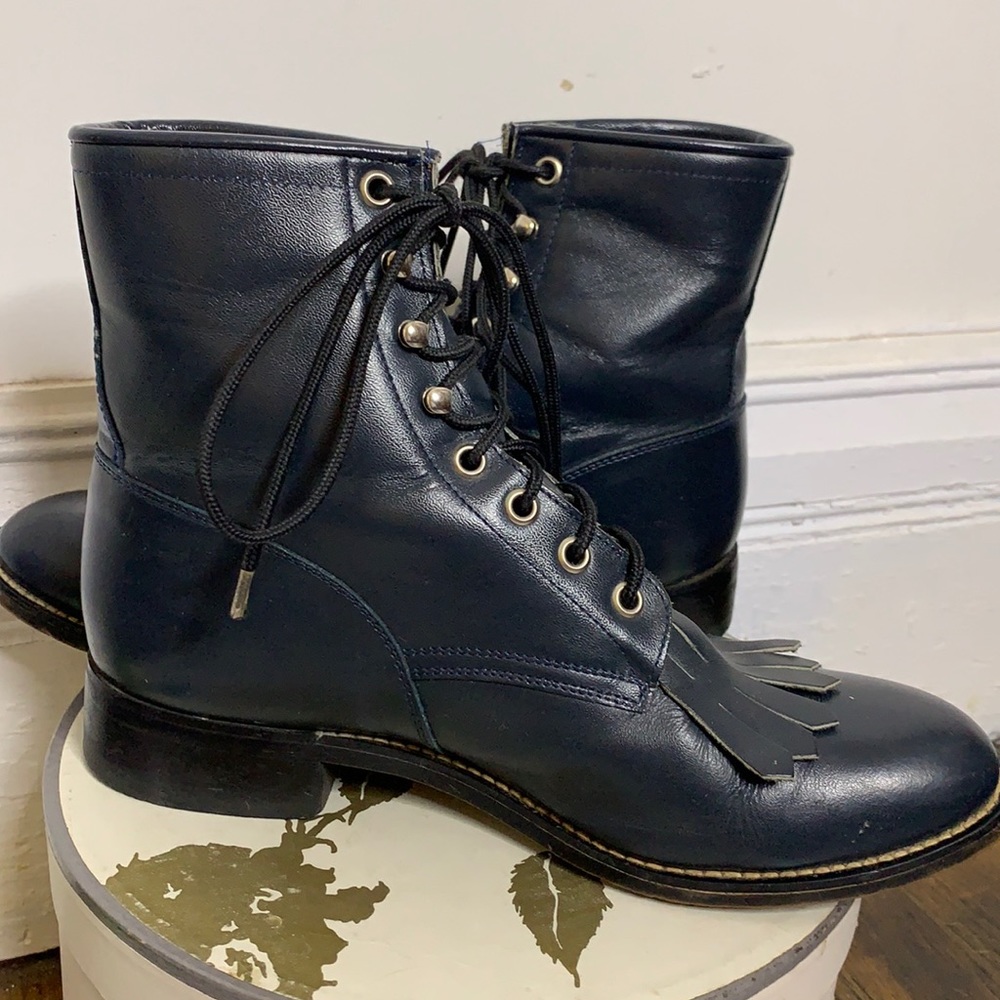 Justin Vintage Navy Lace Up Boots